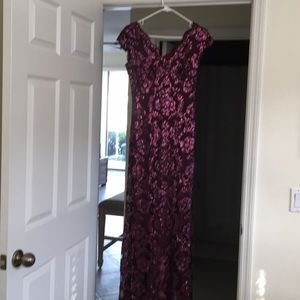 Long beaded burgundy gown wore once